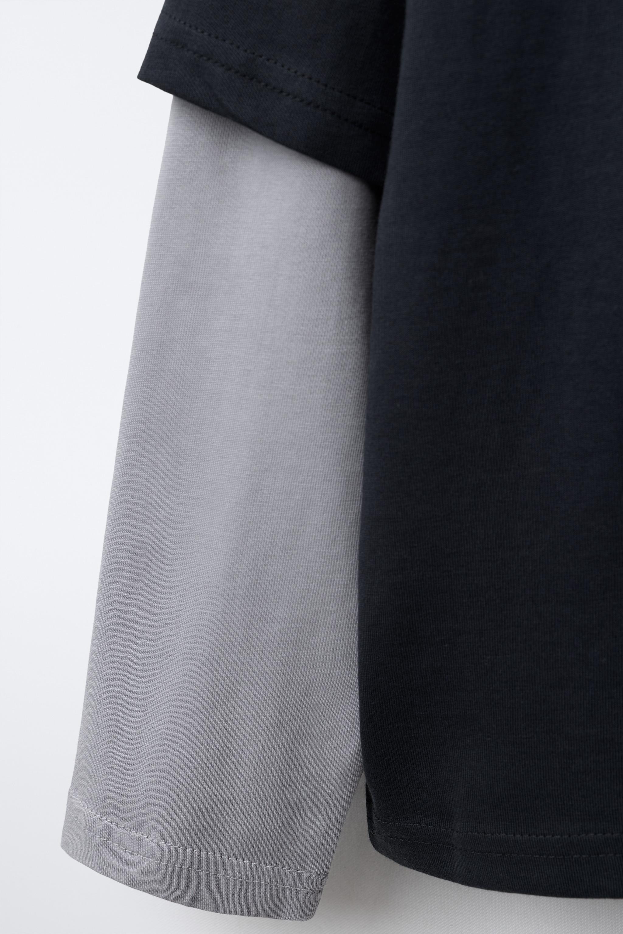 DOUBLE SLEEVE TEXT T-SHIRT